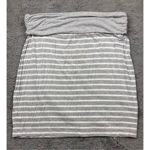 Gap fold over waist white and grey striped skirt